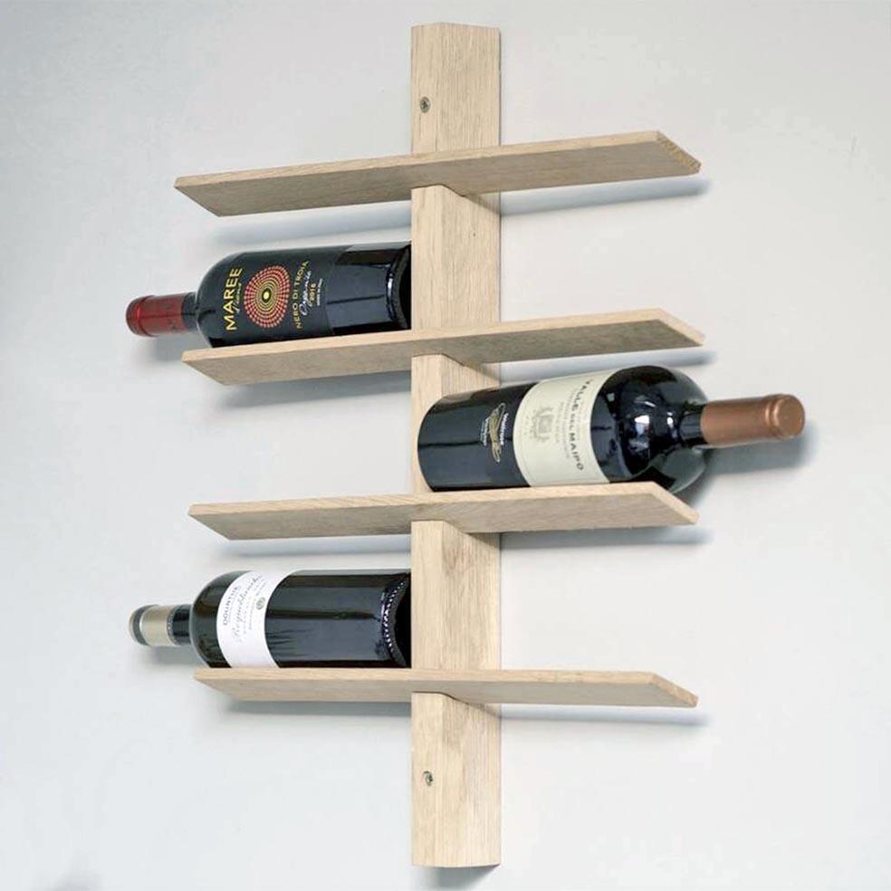 Полка для вина настенная из дерева Такенура 4 Бланже (ПНК-415601)