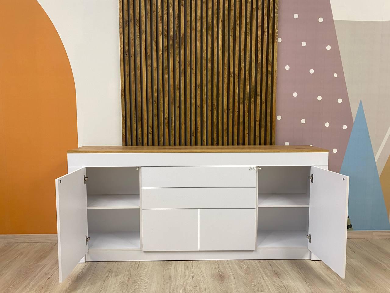 Комод з дверцятами та шухлядами без ручок Ларрі-2 1900x350x840 мм Білий/Дуб Аппалачі - фото 5