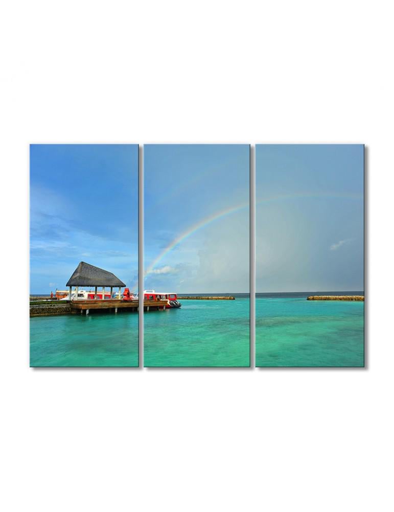 Картина модульная Радуга на Мальдивах 3 модуля 70x105 см