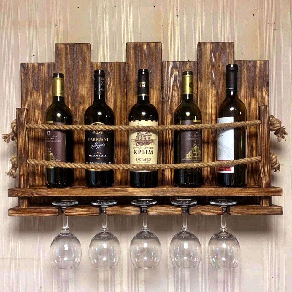 Полка для вина настенная из дерева Тумина Трюфель (ПНК-009128)