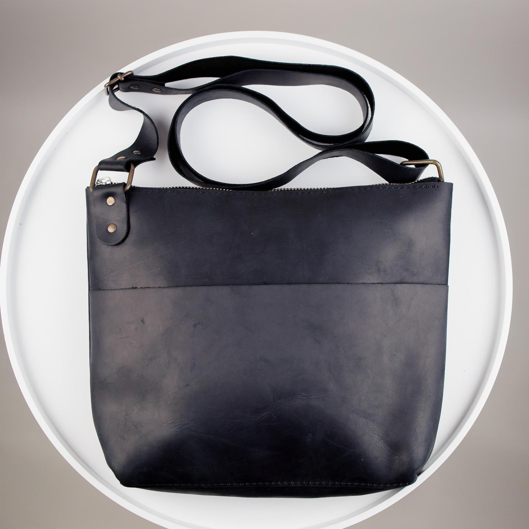 Сумка-мессенджер Crazy Horse из натуральной кожи Черный (SH003)