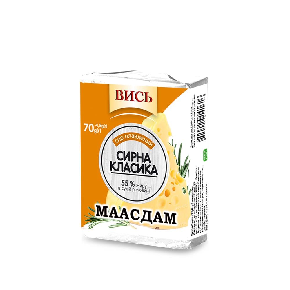 Сир плавленний Вись Маасдам 35% 70 г (3139)
