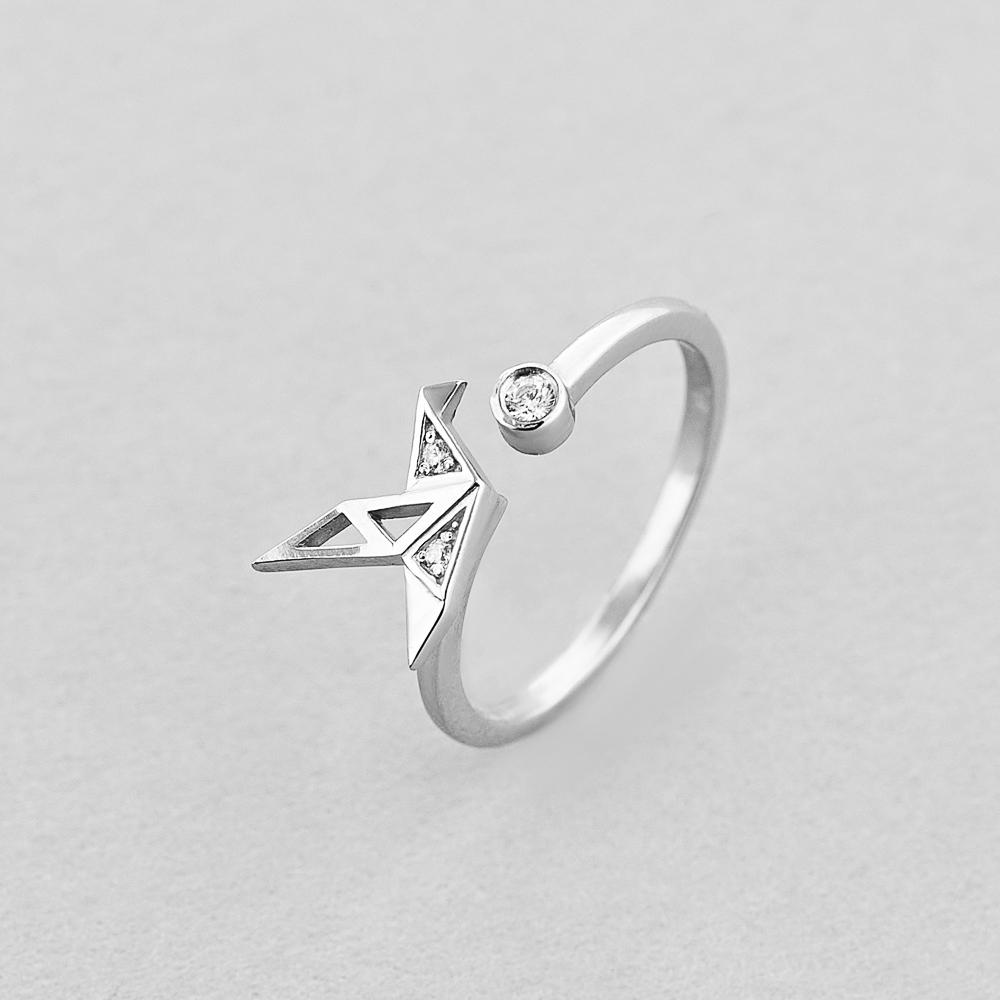Серебряное кольцо Minimal Оригами (6944)