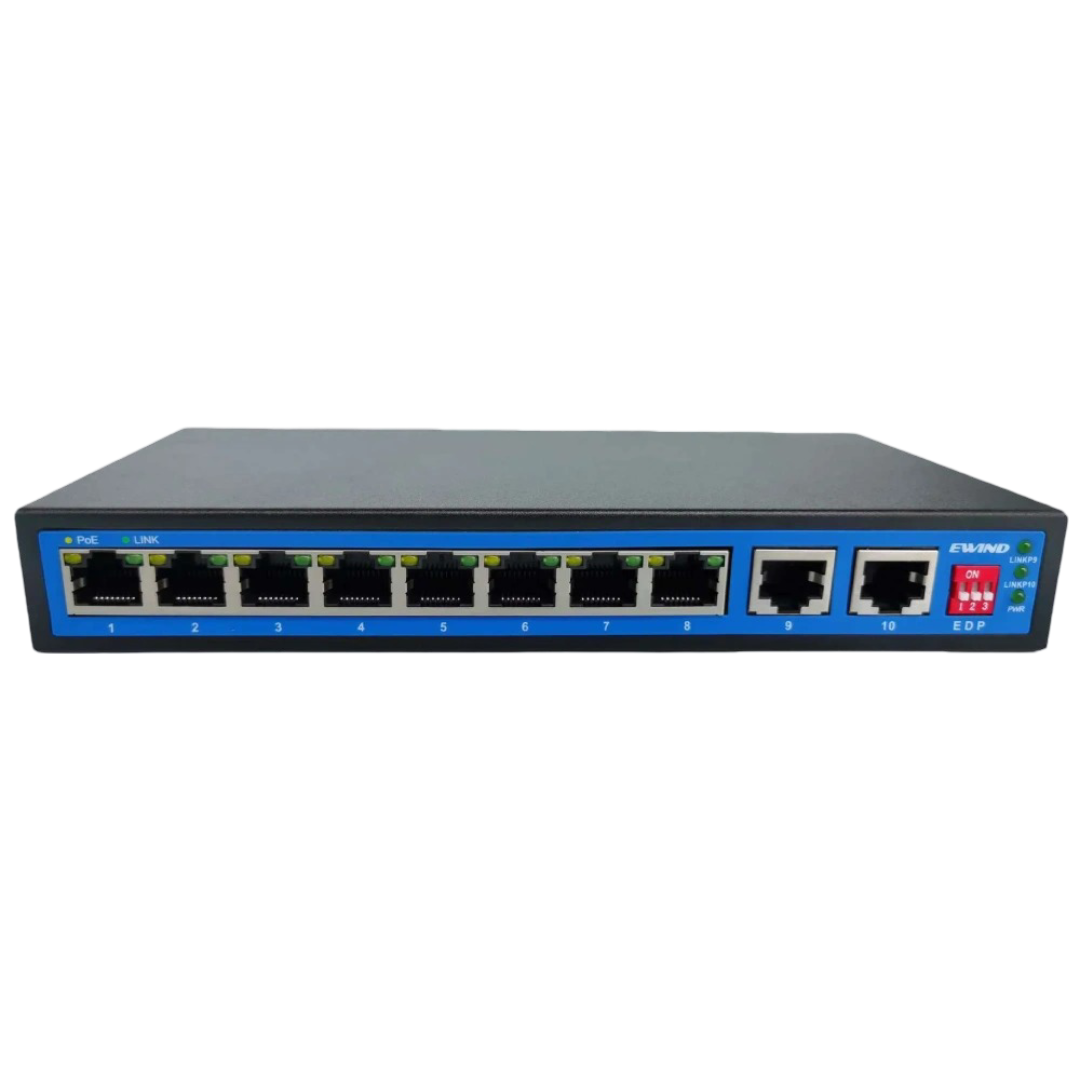 Комутатор Ewind EW-S1910CG-DP некерований 10-портовий Gigabit PoE з блискавкозахистом Чорний (99-00018267)