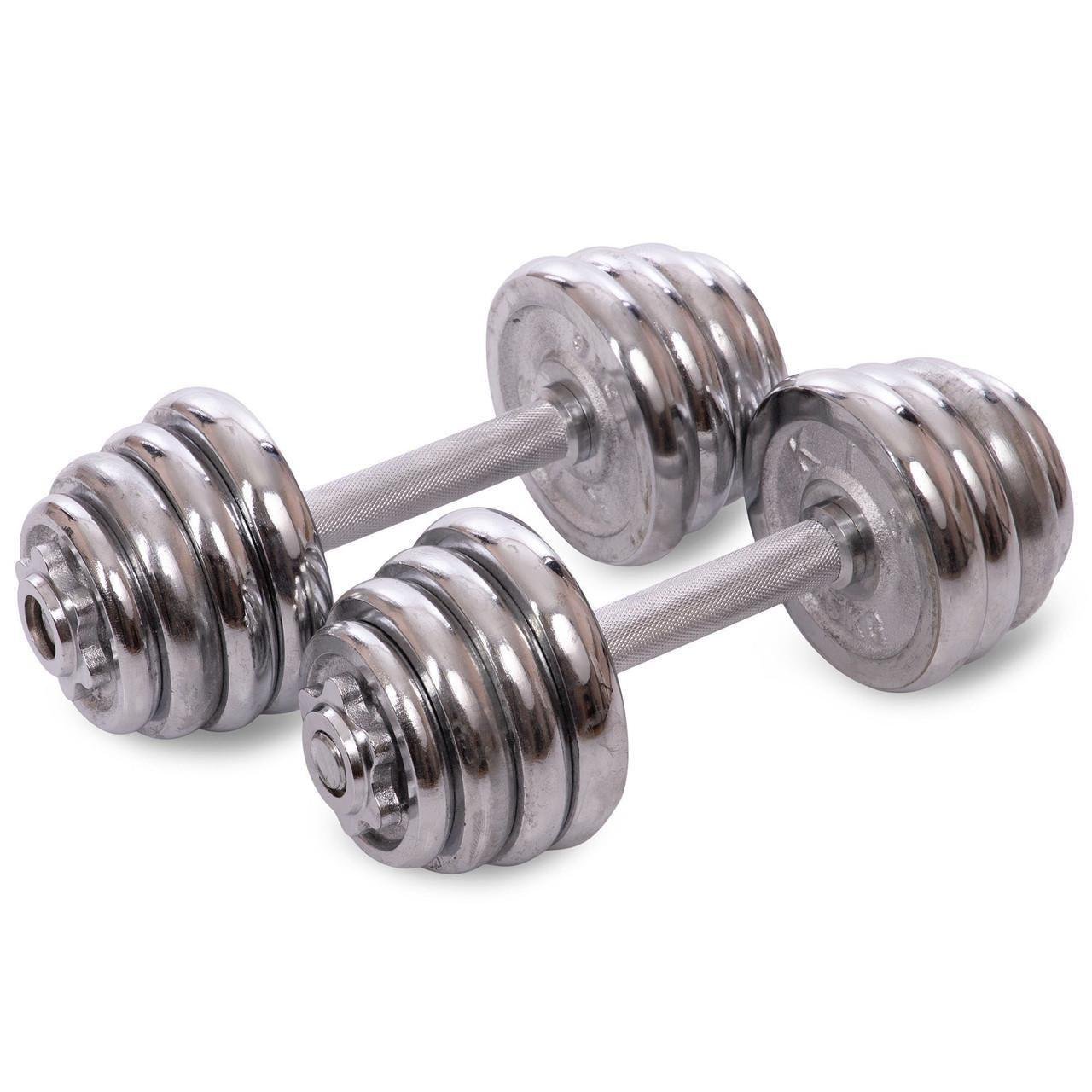 Гантели разборные KIS TA-8209-20 стальные хромированные 2 шт. по 10 кг Хром (2532862722)