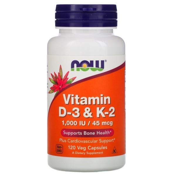Витамин Д3 и К2 Менахинон NOW Foods Vitamin D3 and K-2 120 capsules