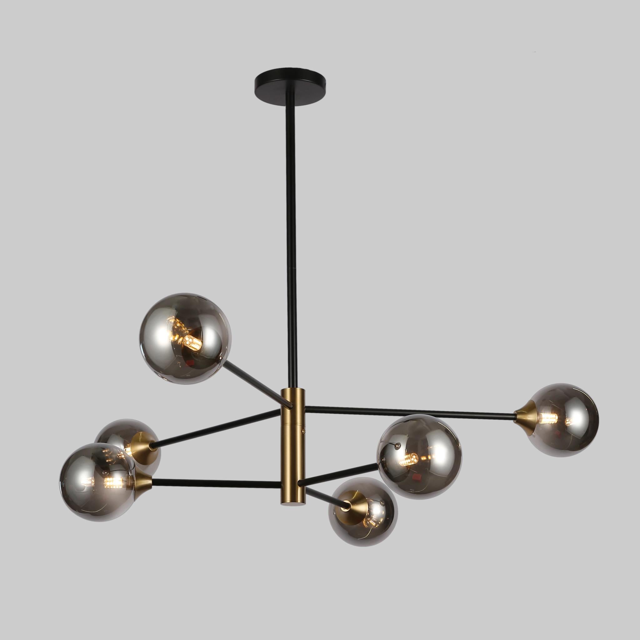 Люстра Atoms с черными плафонами на 6 лампочек Черный Люстра Atoms с черными плафонами на 6 лампочек Черный