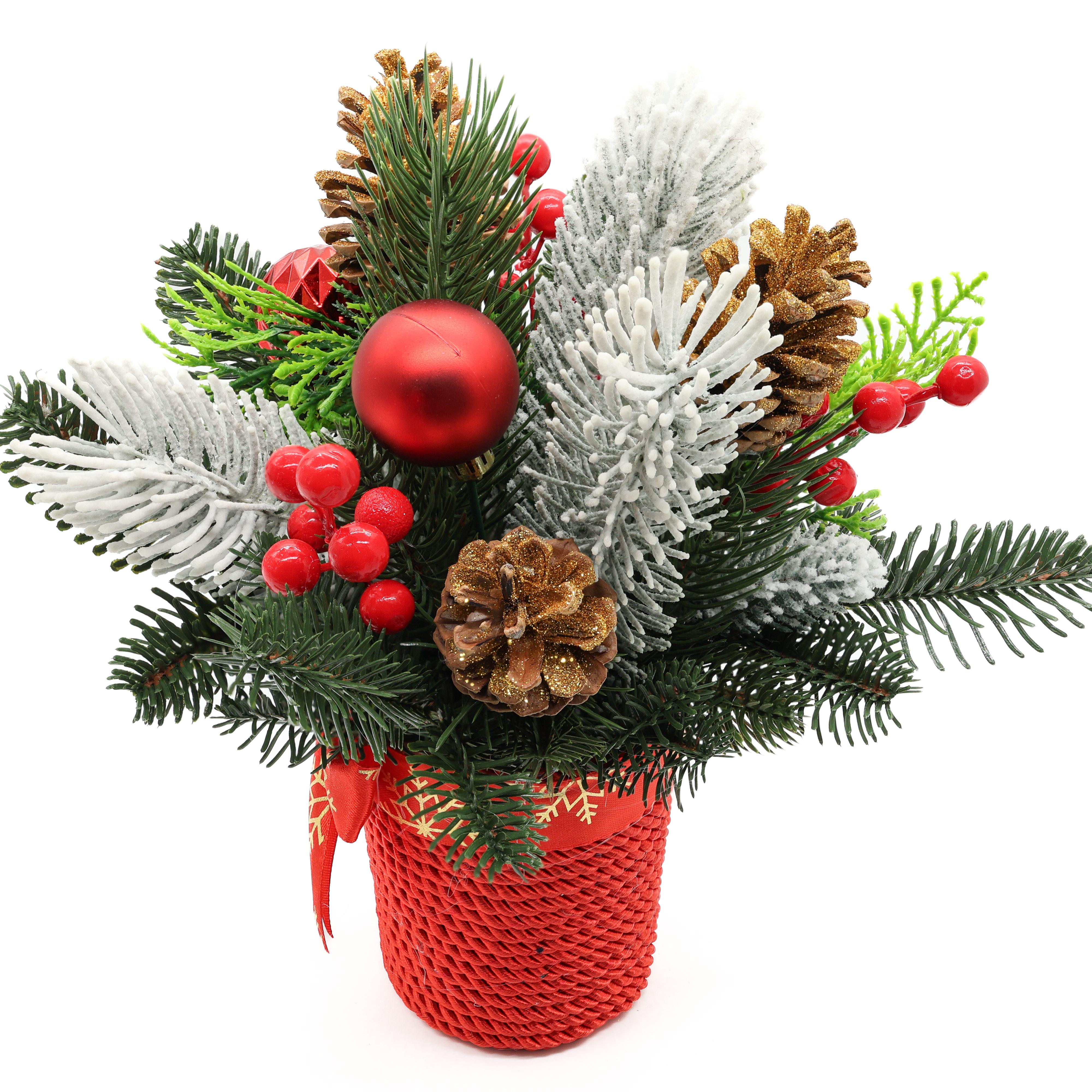 Новогодняя композиция GALA DECOR на стол из веревки шишек и ягод 20х25 см (К2520К)