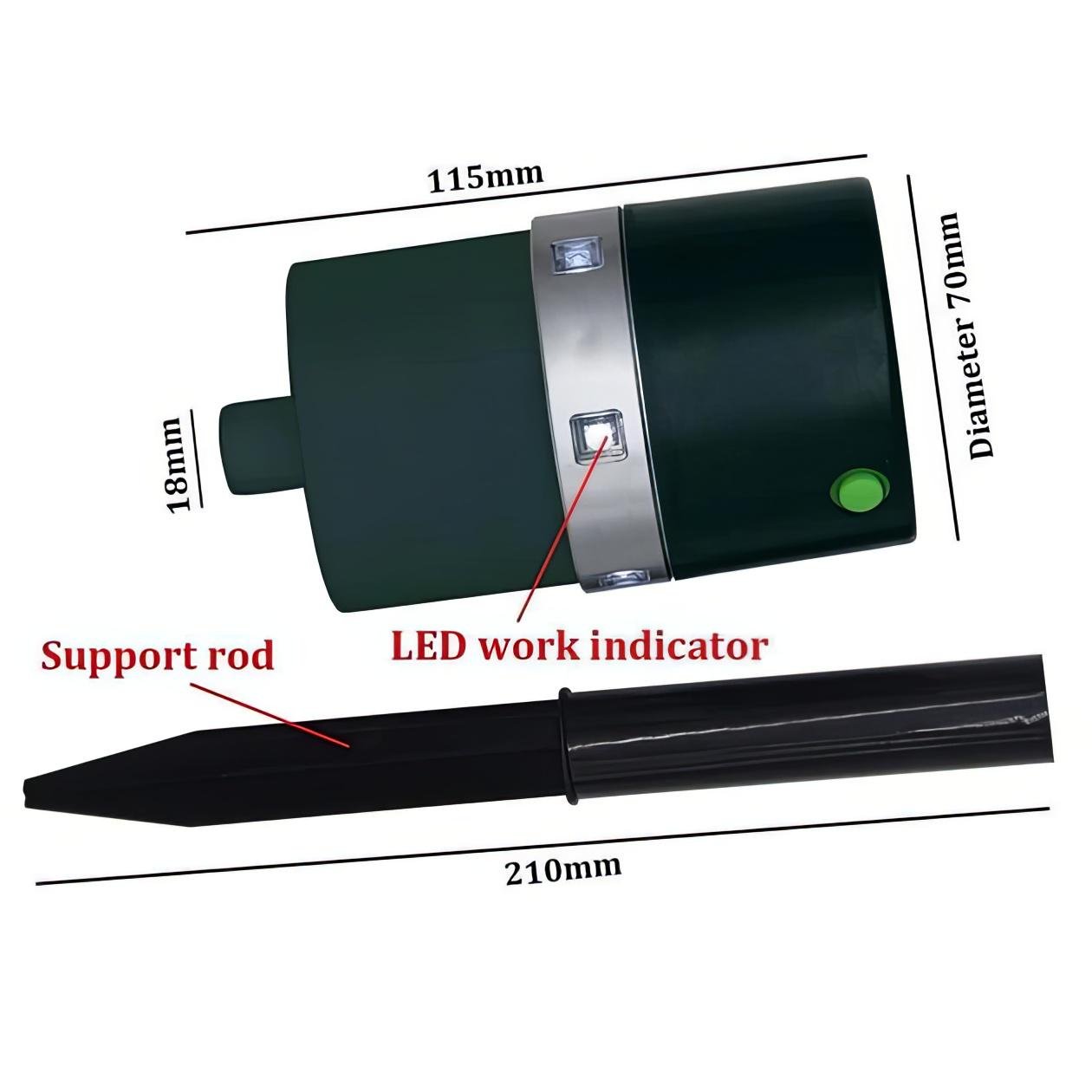 Отпугиватель птиц ультразвуковой Solar Pest Repeller Черно-зеленый (1010463-Other) - фото 3