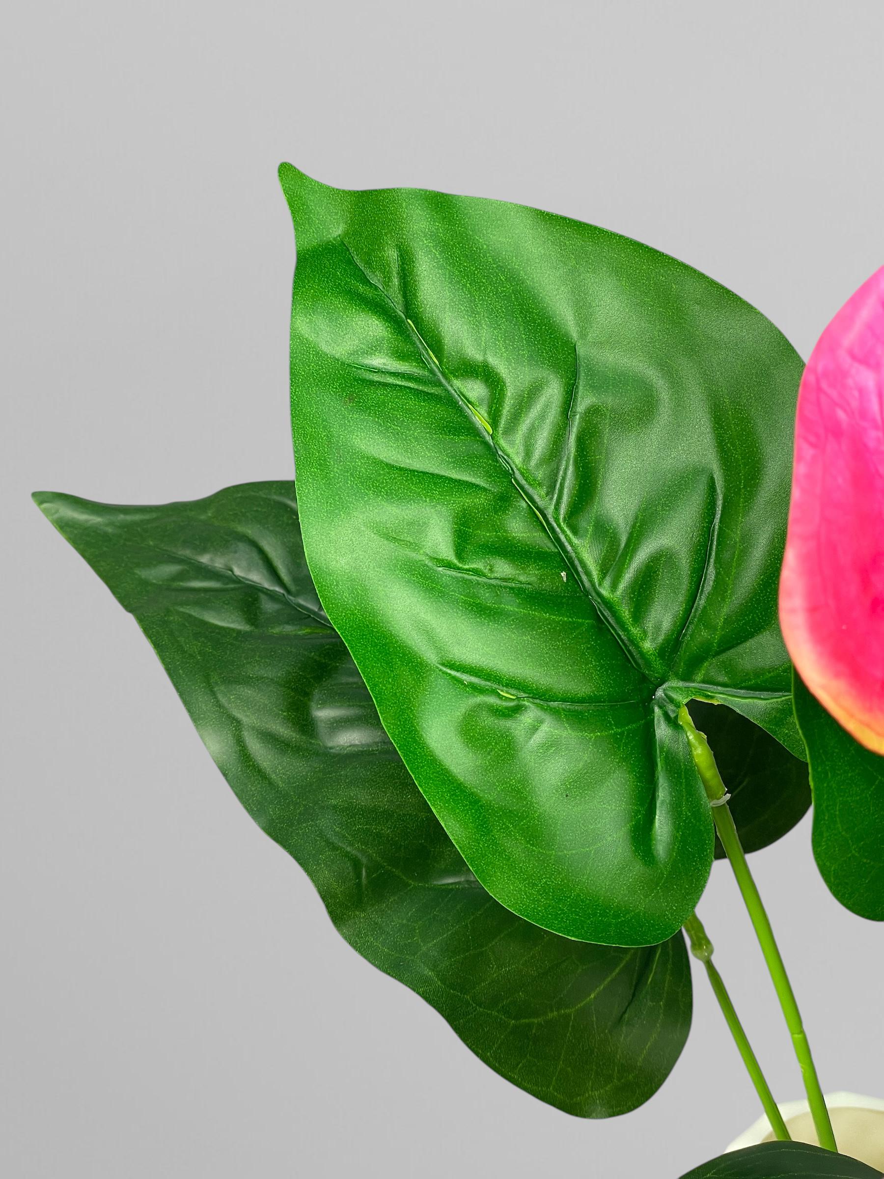 Искусственный антуриум букет 3 цветка 32 см Ярко-розовый (К13109) - фото 4 Искусственный антуриум букет 3 цветка 32 см Ярко-розовый (К13109) - фото 4