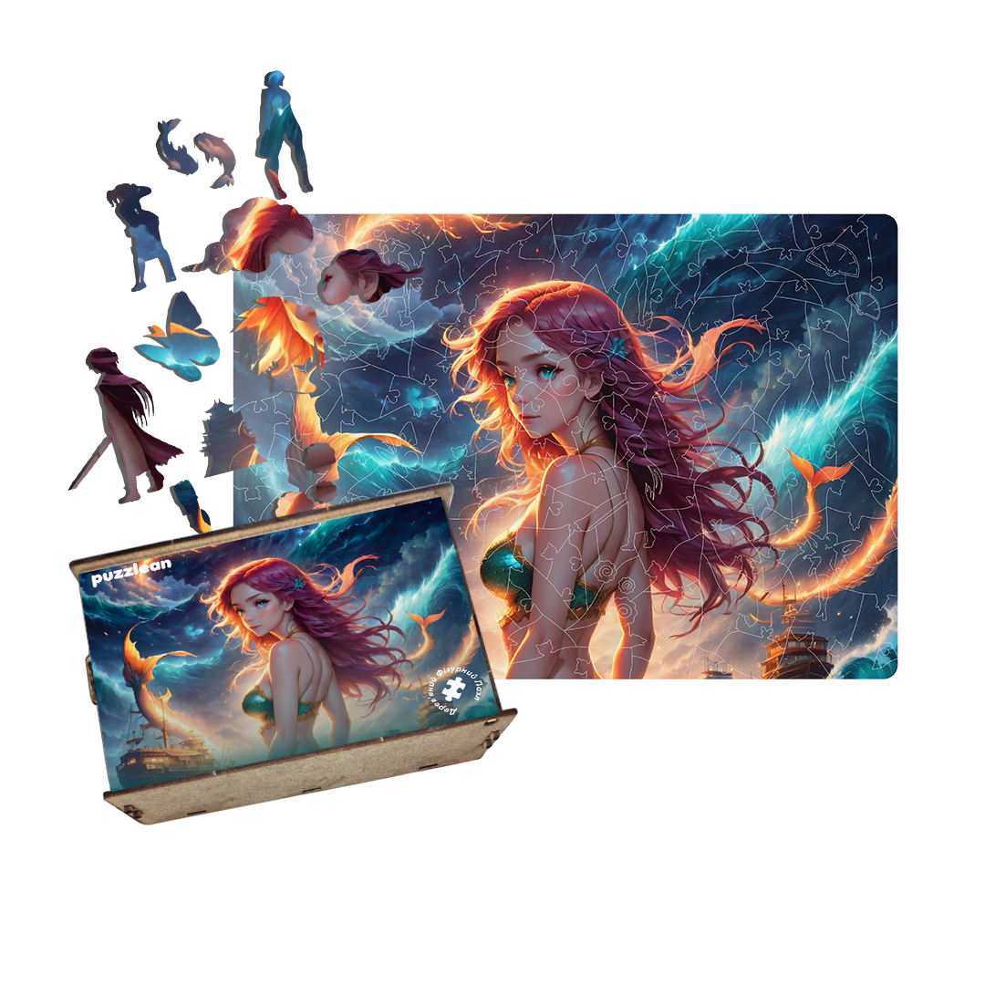Пазл дерев'яний Аніме Грація Русалки у дерев'яній коробці А1 500+ ел. (puzzlean-1805-DER-А1)