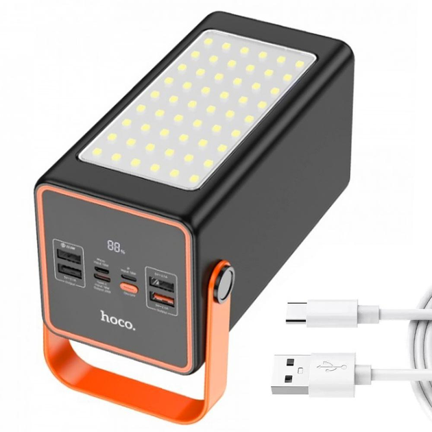 Повербанк с фонариком 90000mAh 22.5W Hoco J107 Super 333Wh PD20W 4xUSB/Type-C/MicroUSB/Lightning Черный (J107)