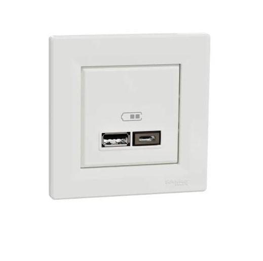 Розетка Asfora double USB charger 2,4 A White (000289441) Розетка Asfora double USB charger 2,4 A White (000289441)