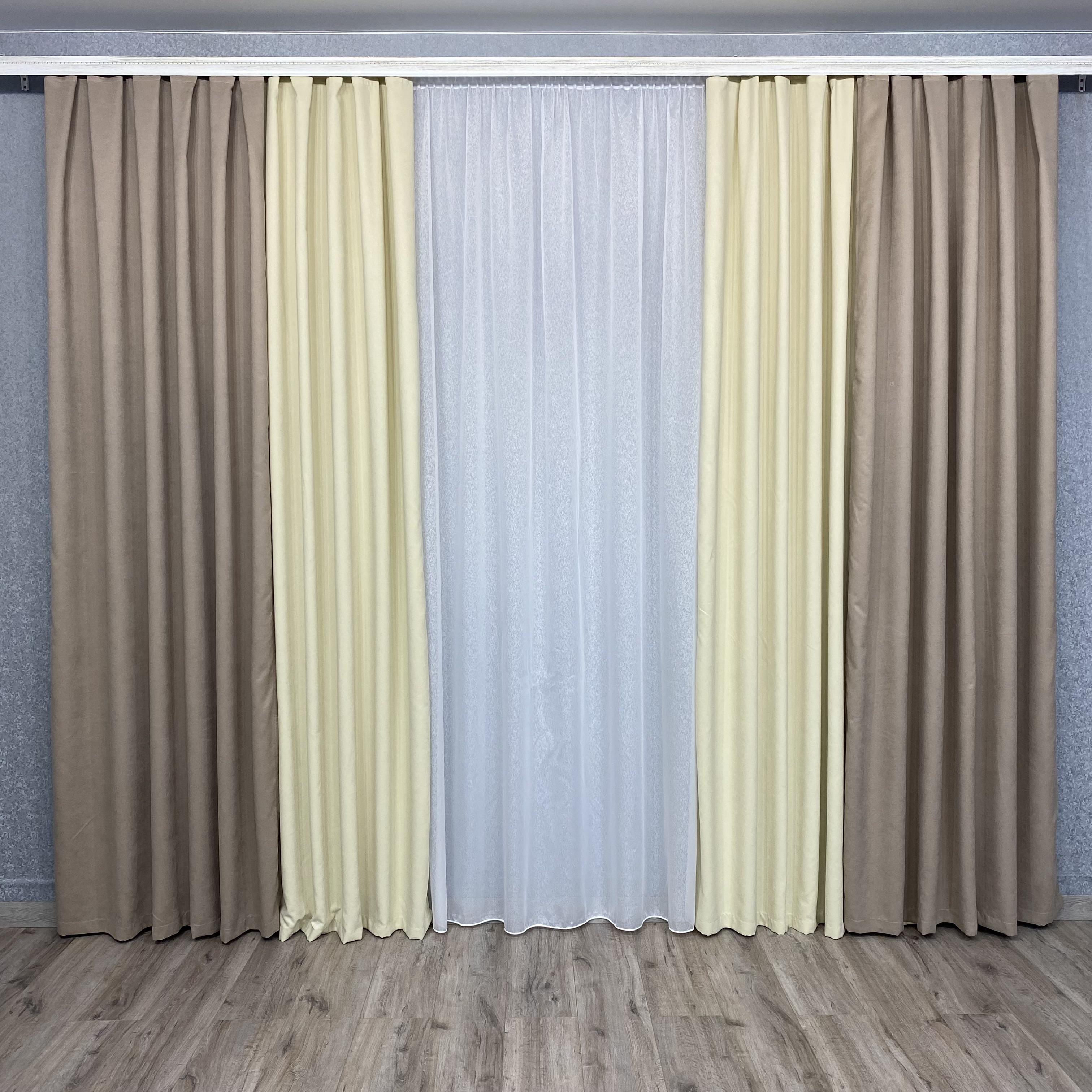 Шторы микровелюр TG Home Дуэт №450 1,50х2,70 м Капучино-кремовый (450-95/250) - фото 6