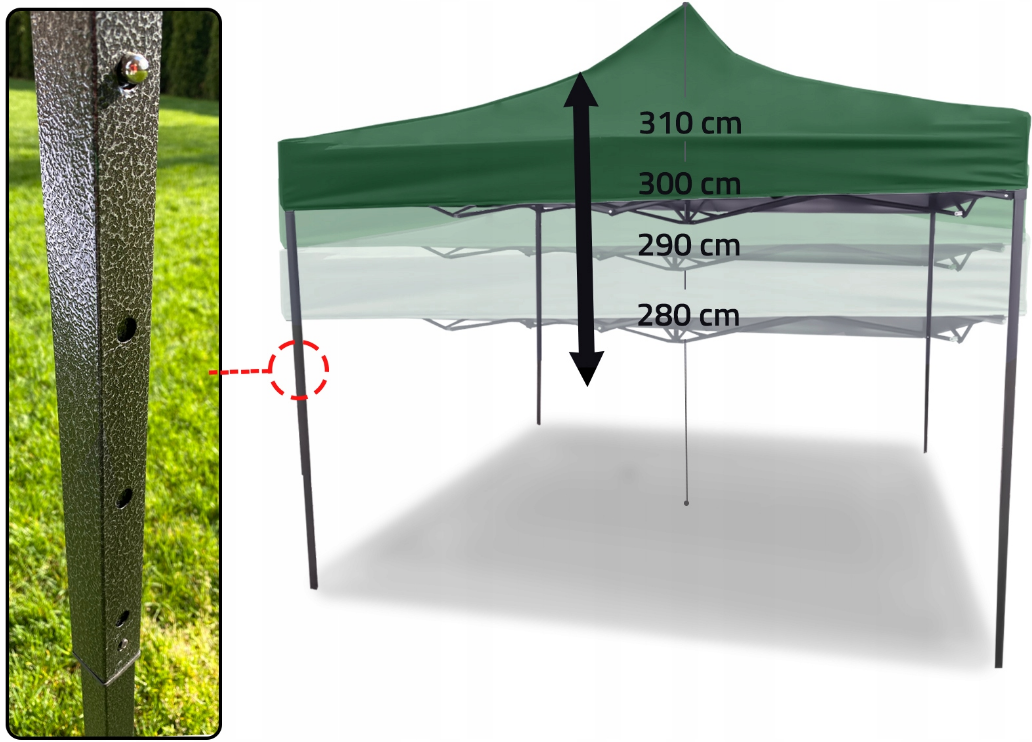 Павильон садовый Maltec 3х3 м 4 стены Зеленый (2237385647) - фото 9