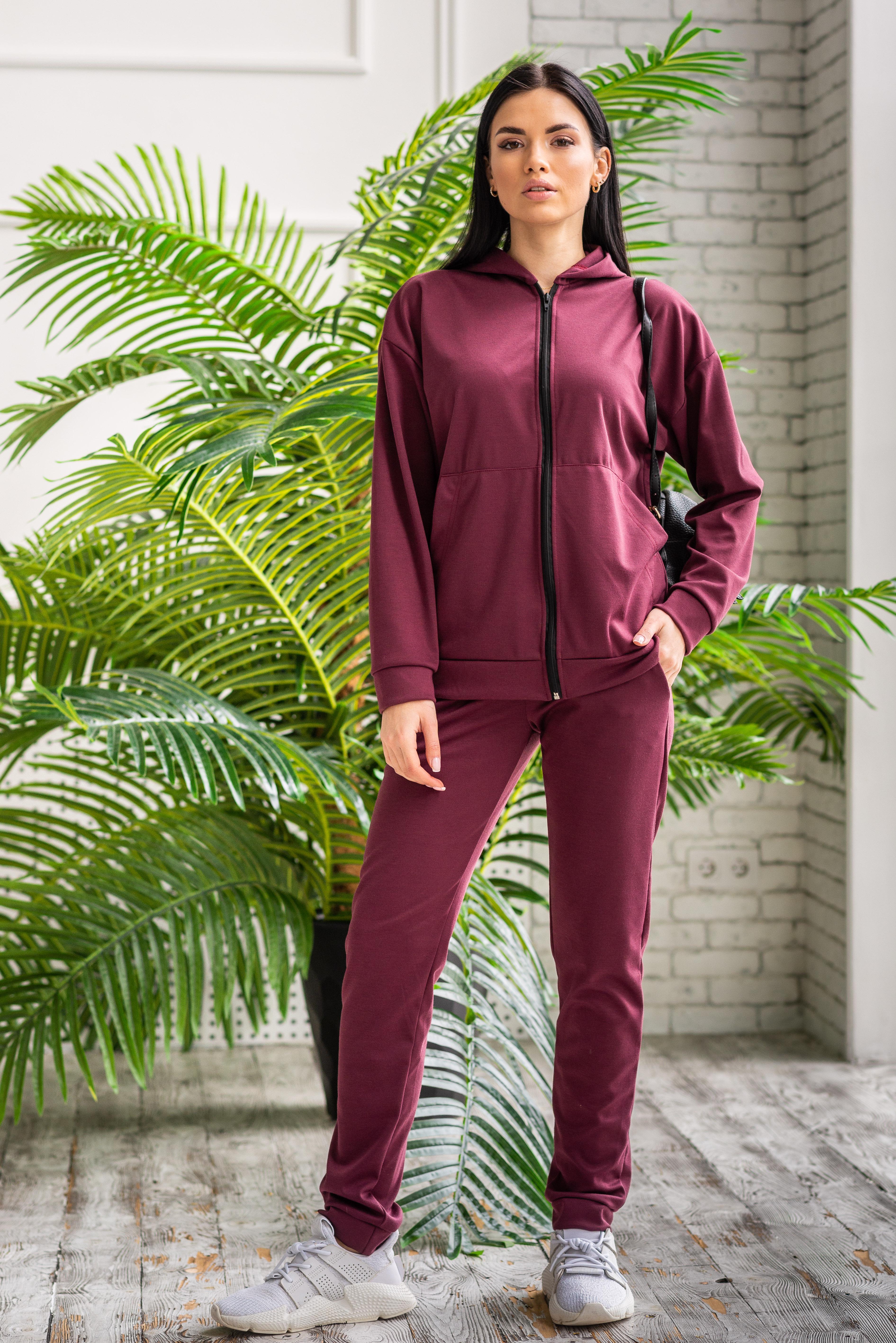 Костюм спортивный женский Fashions Камила L Бордовый (3737)