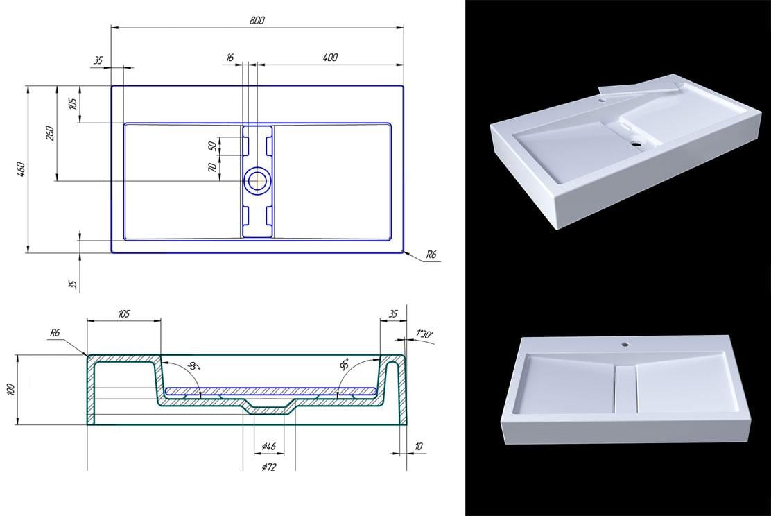 Умивальник підвісний Luxor Tor 80 см Black (690) - фото 9