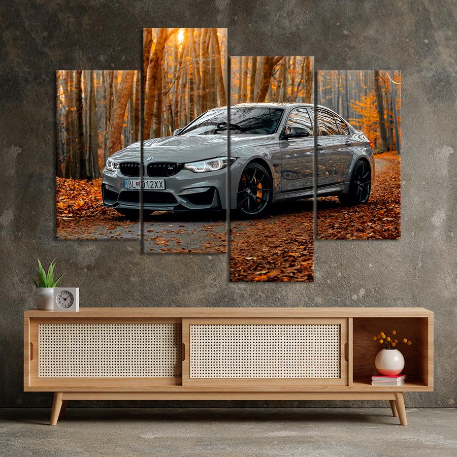 Картина Автомобиль Стильный BMW M3 в сером цвете 89x56 см (A1196-4)