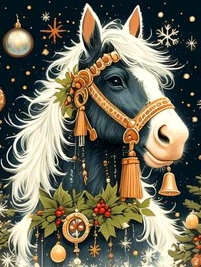 Алмазна мозаїка без підрамника Кінь Символ року 2026 повна викладка квадратні камені 30х40 см (AS 35299)