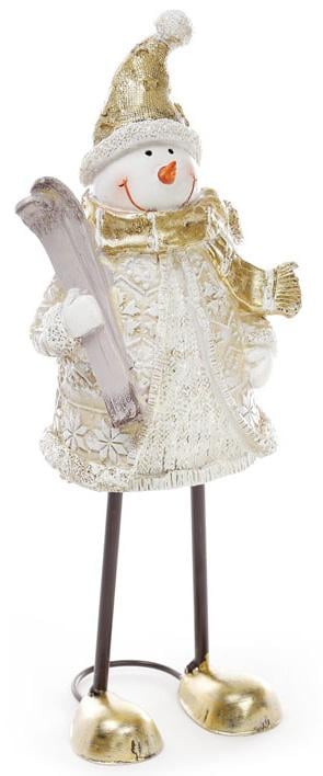 Статуэтка декоративная Снеговик с лыжами 28,5 см (BD-218-429)