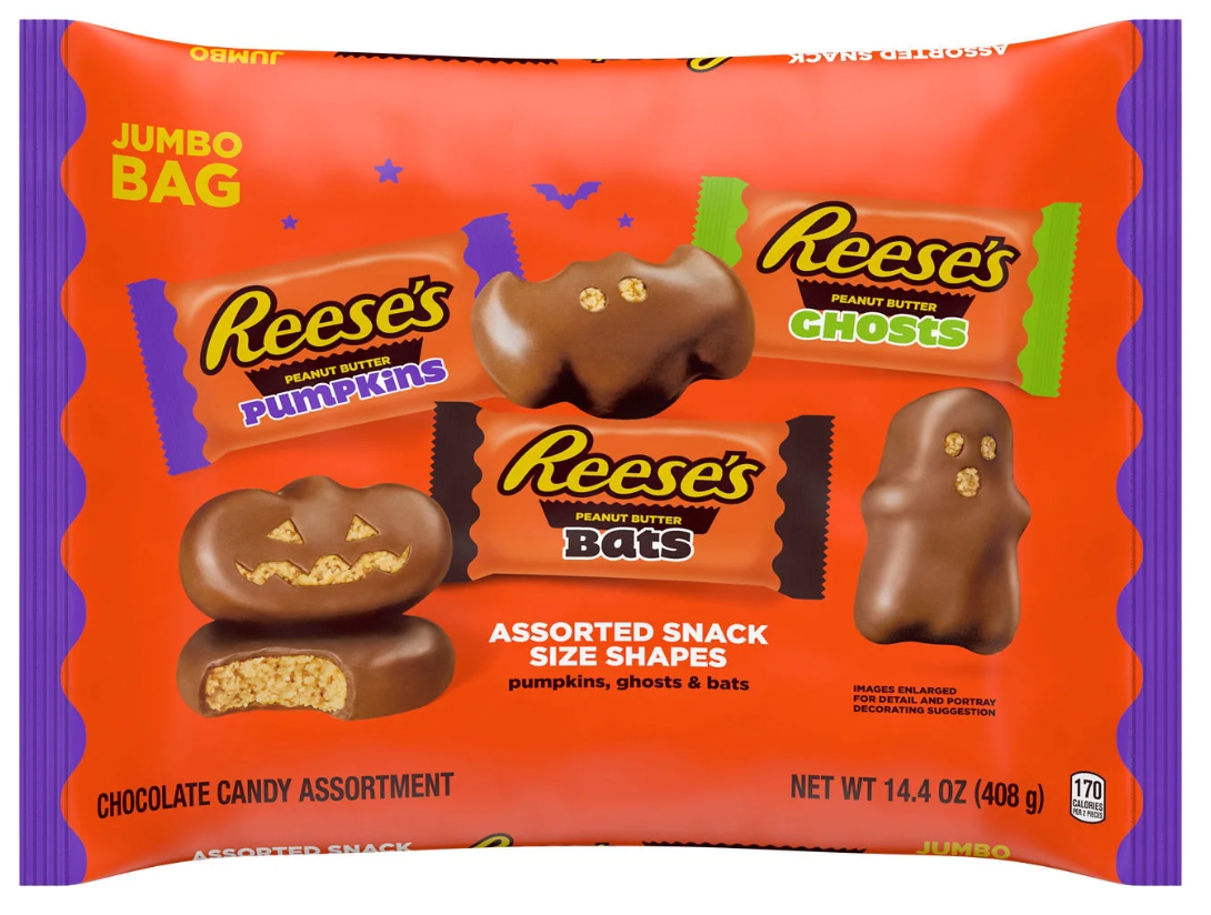 Конфеты шоколадные Reese's Halloween Assorted с арахисовым маслом 408 г (2362504937)