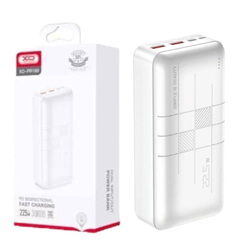 Повербанк XO PR189 PD20W+QC22.5W 30000 mAh 4 USB виходи Micro USB/Type-C вхід з LED-індикатором Білий