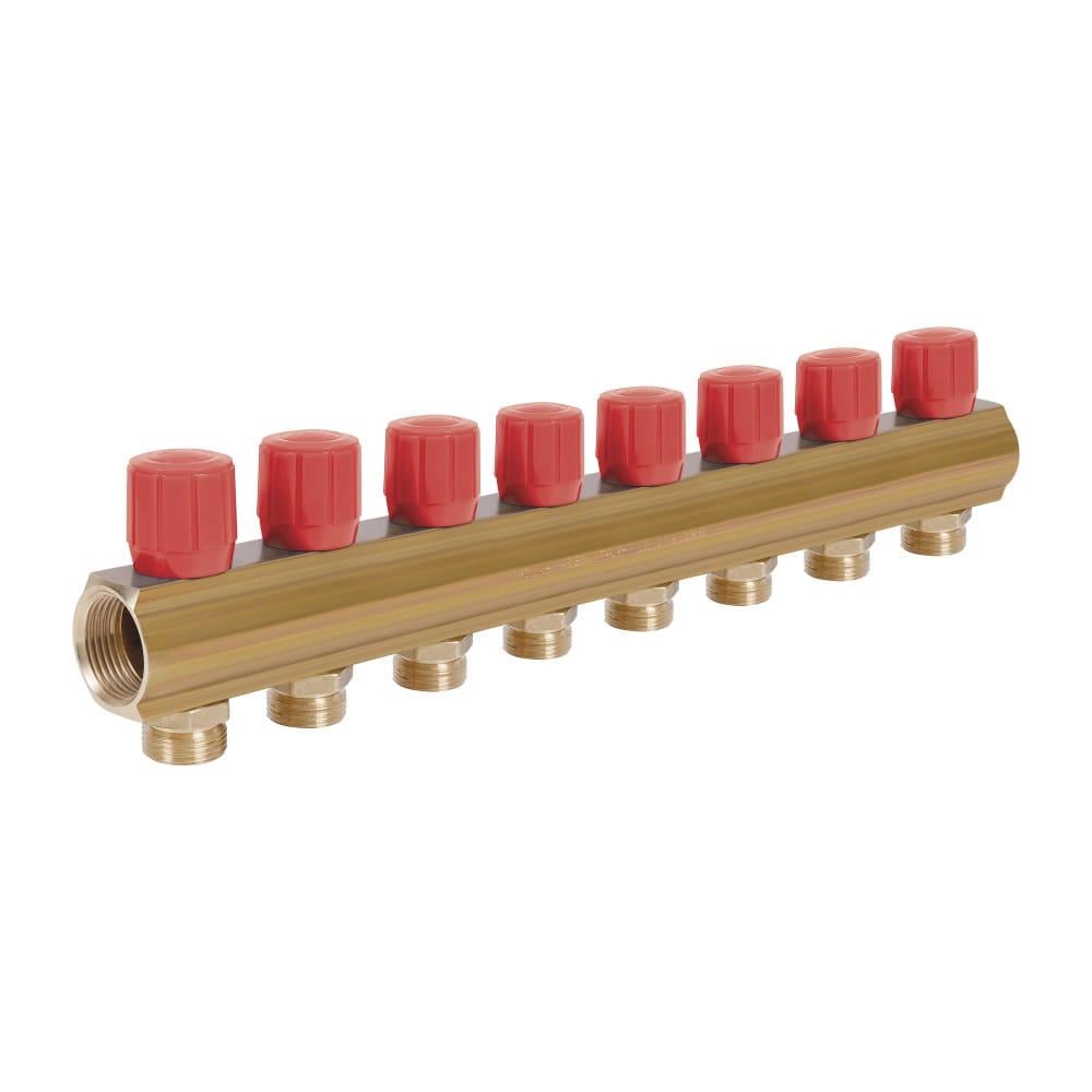 Коллектор ICMA №1105 с регулировочными вентилями 1 8 выходов Red (FRRS00049600)