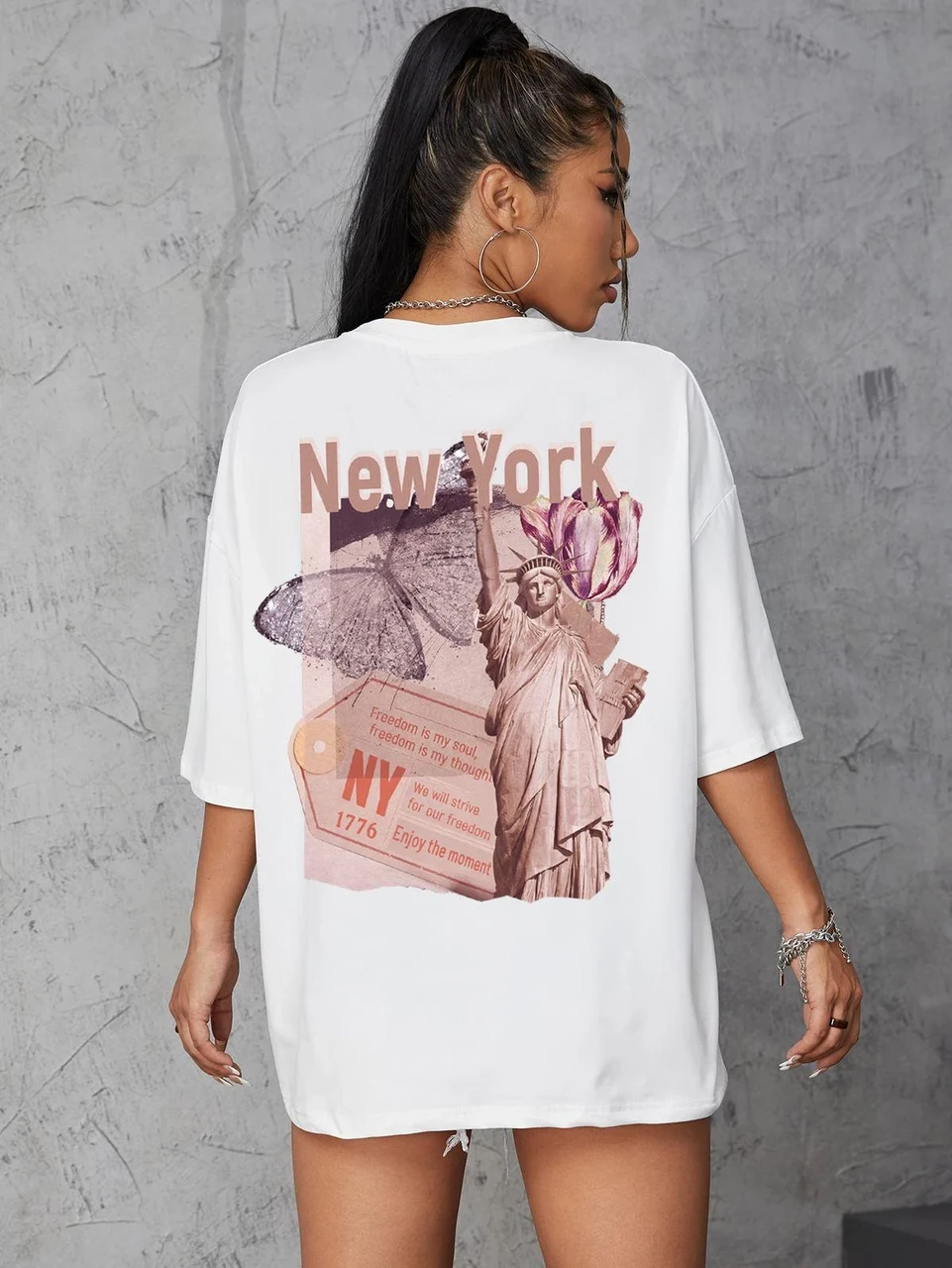 Футболка женская с принтом Pin-000-125 повседневная XL Белый (2664085676)