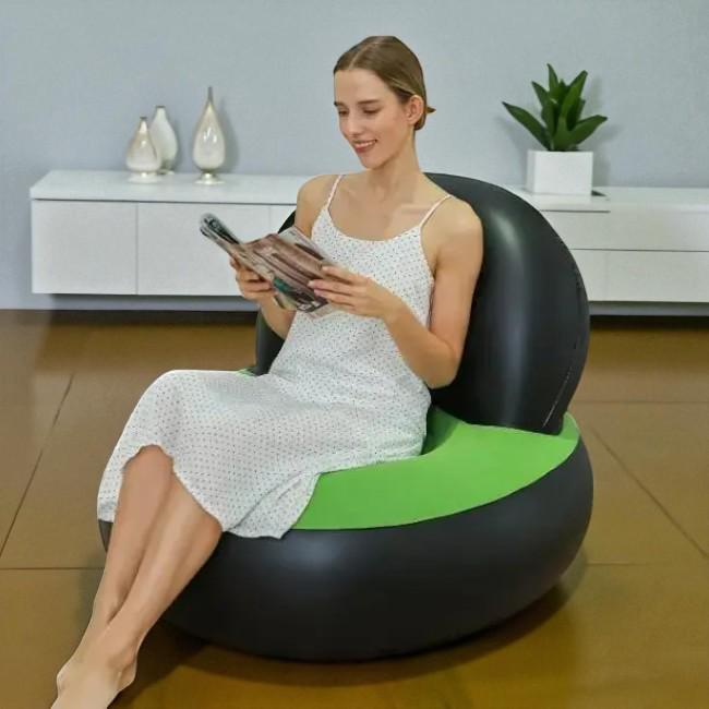 Крісло надувне Lazy Couch флоковане покриття 105х105х65 см Чорно-Зелений - фото 3 Крісло надувне Lazy Couch флоковане покриття 105х105х65 см Чорно-Зелений - фото 3