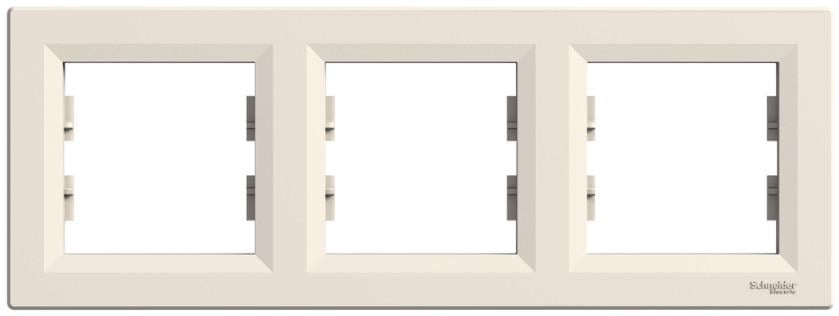 Рамка Schneider Electric трехместная Asfora горизонтальная ABS Слоновая кость (EPH5800323)