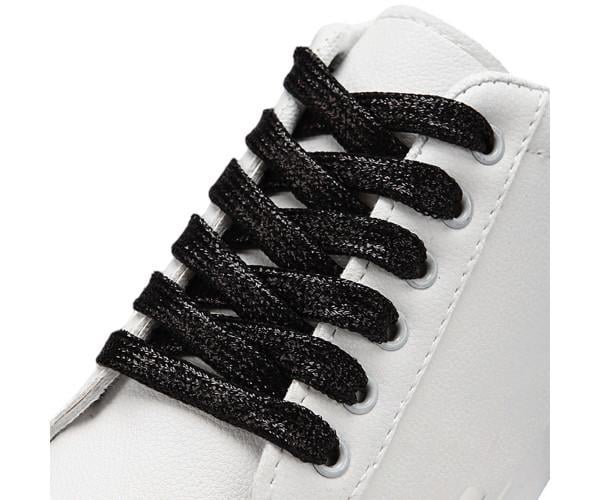 Шнурки перламутрові блискучі для взуття 1 м Чорний Шнурки перламутрові блискучі для взуття 1 м Чорний