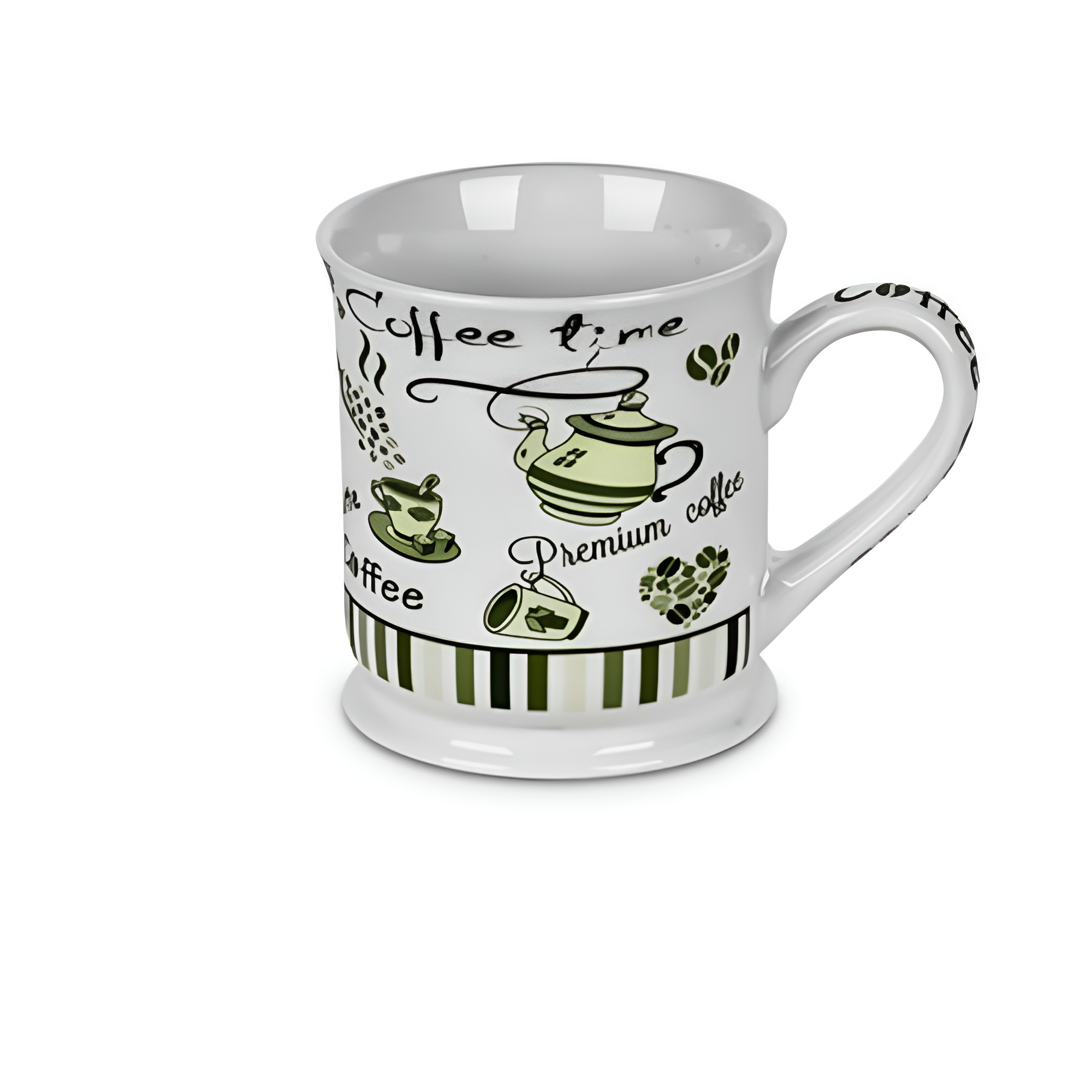 Чашка Stenson Coffee фарфоровая яркий зеленый рисунок 10х9 см 350 мл Белый (620491)