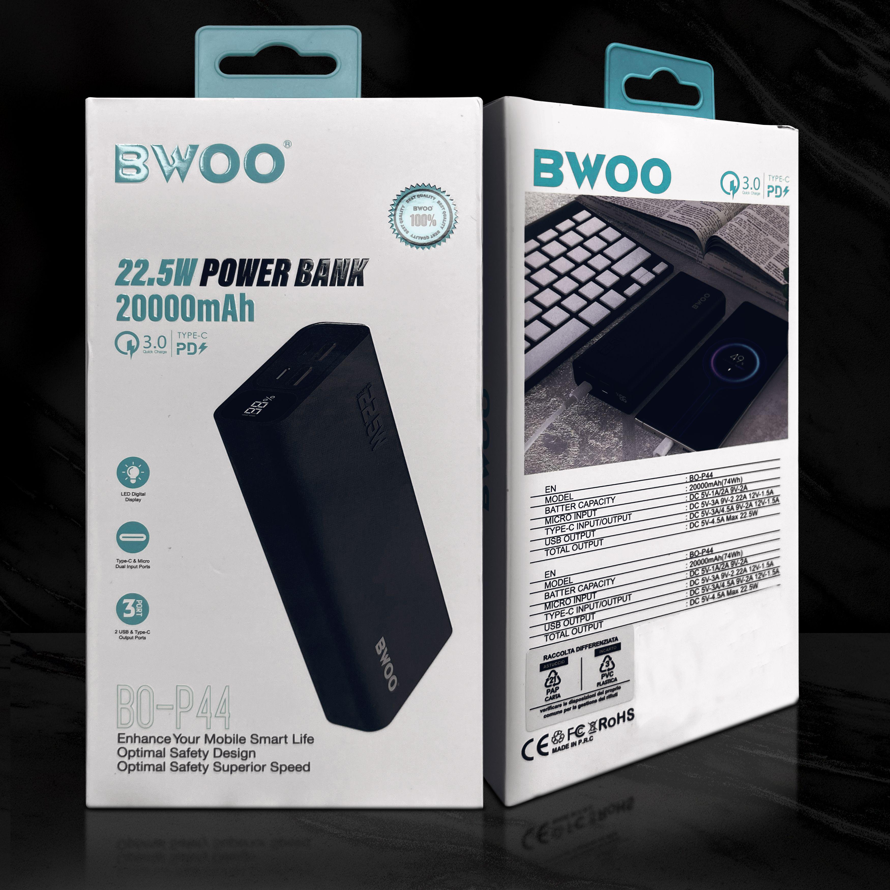 Повербанк BWOO BO-P44 быстрая зарядка 20000 mAh QC3.0 PD (180) - фото 7