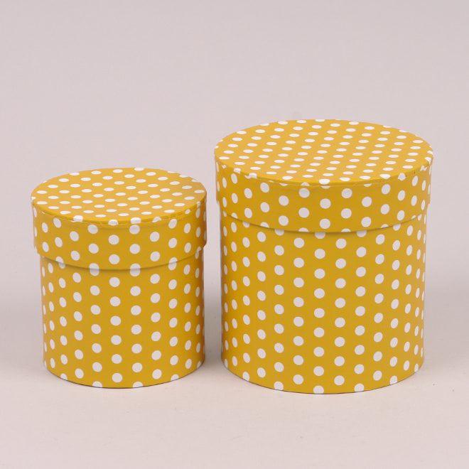 Комплект коробок для цветов Flora 2 шт. Желтый в белый горошек (39866) - фото 1