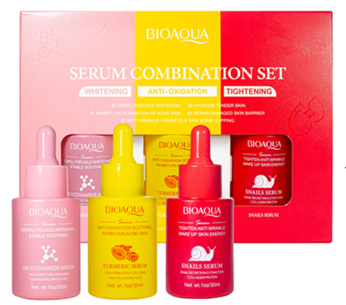 Бьюти бокс из сывороток для лица Bioaqua Serum Combination Set 3 шт. по 30 мл (0202042)
