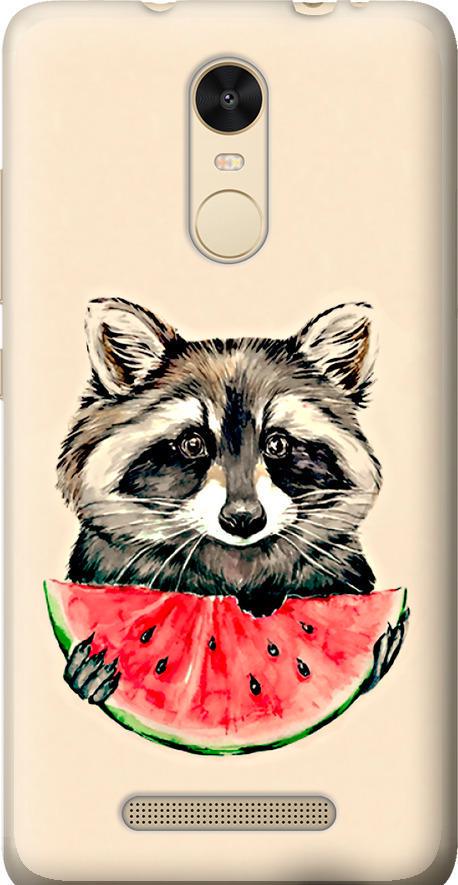 Чехол на Xiaomi Redmi Note 3 pro Енотик с арбузом (4605t-335-42517)