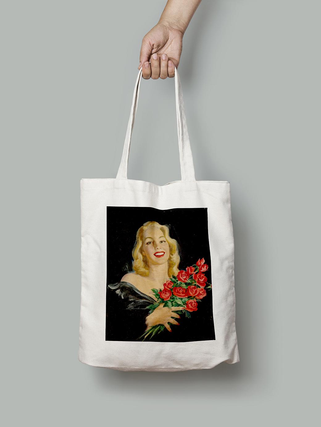 Эко-сумка Леди с букетом роз. Говард Коннолли шопер (pin_up010110_Bag)