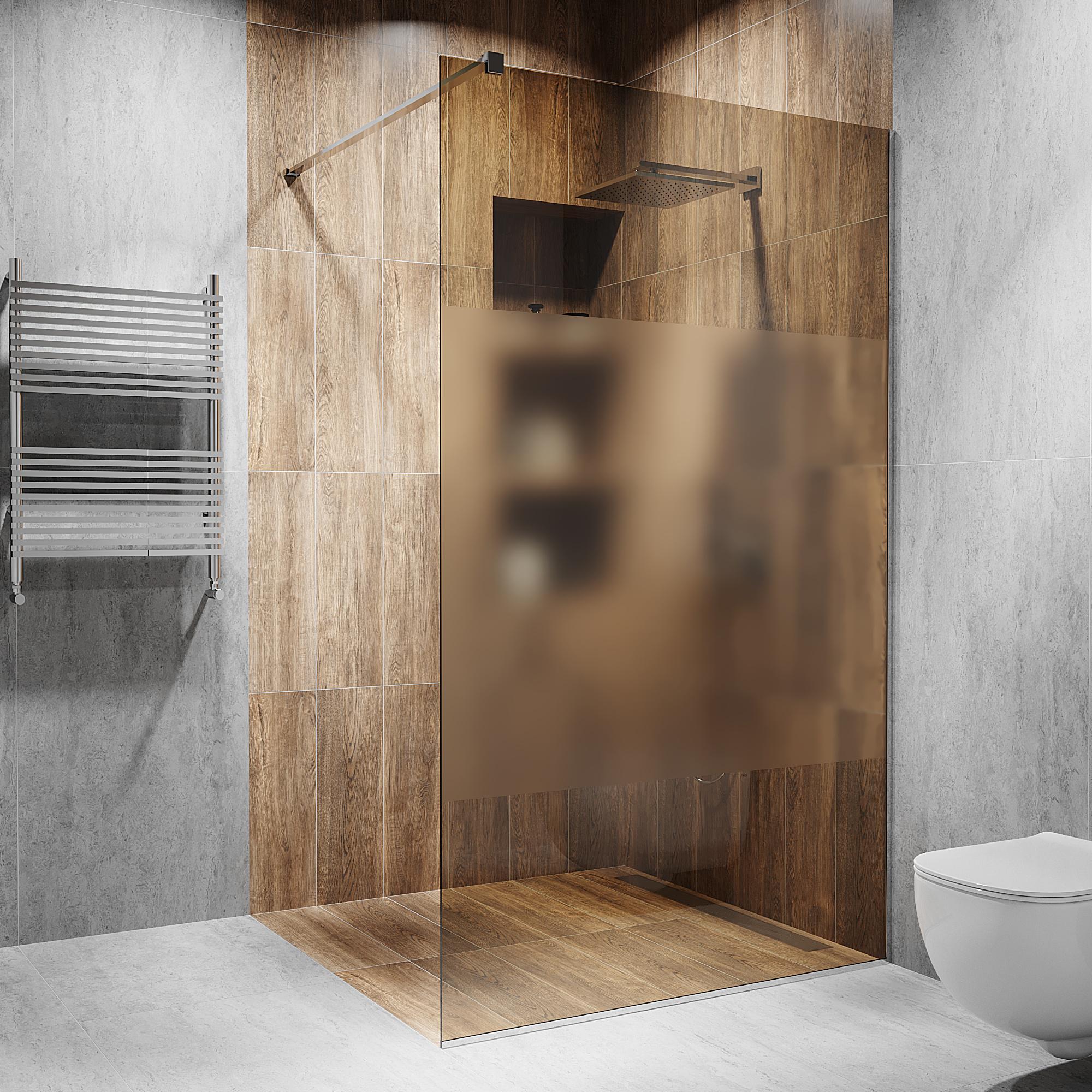 Перегородка скляна душова 2000х600 мм скло бронза з фурнітурою PSS полірованою