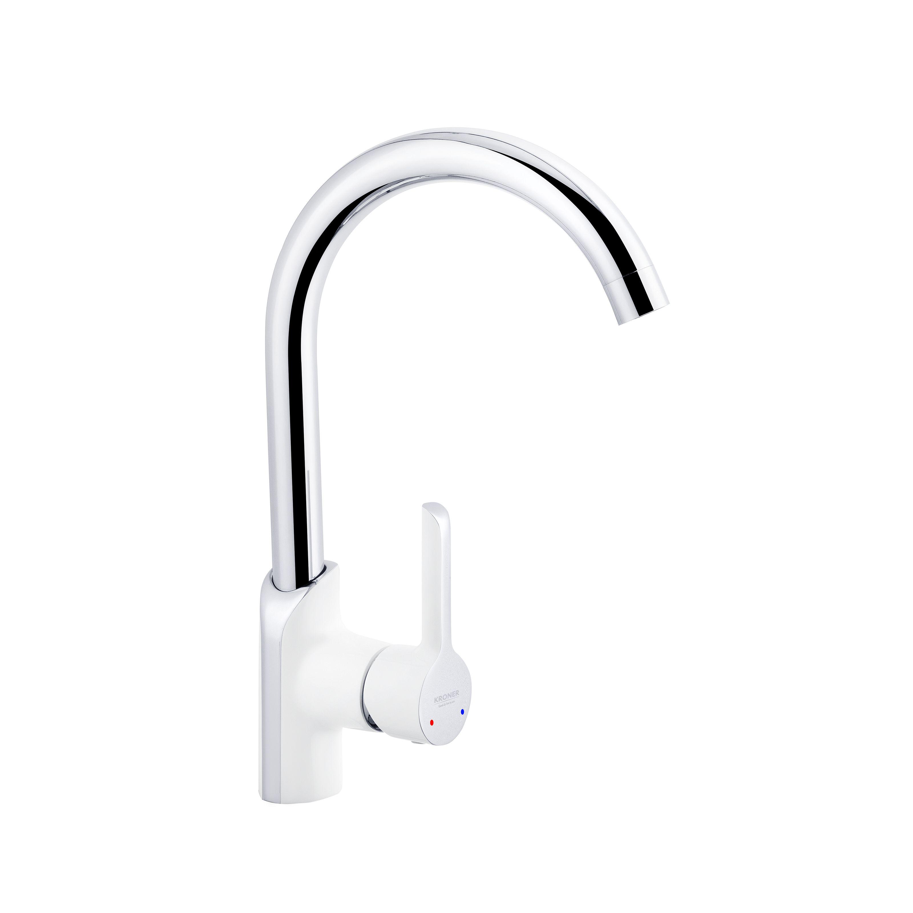 Смеситель для кухни KRONER Essen-W030 CV024334 однорычажный Хром/белый (135593)