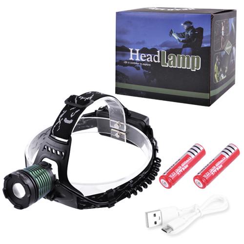 Фонарь налобный 2188-T6 2х18650 Zoom ЗУ mircoUSB Box (2245509494)