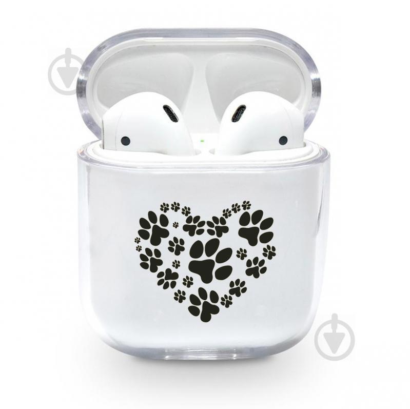 Прозрачный силиконовый чехол Apple AirPods с рисунком - Лапки (KAP1197)