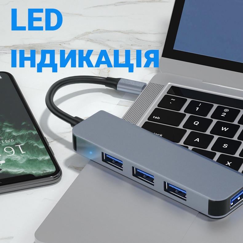 USB Type-C Hub Digital Lion UH-06 хаб-концентратор для ноутбука на 4 порта USB - фото 6