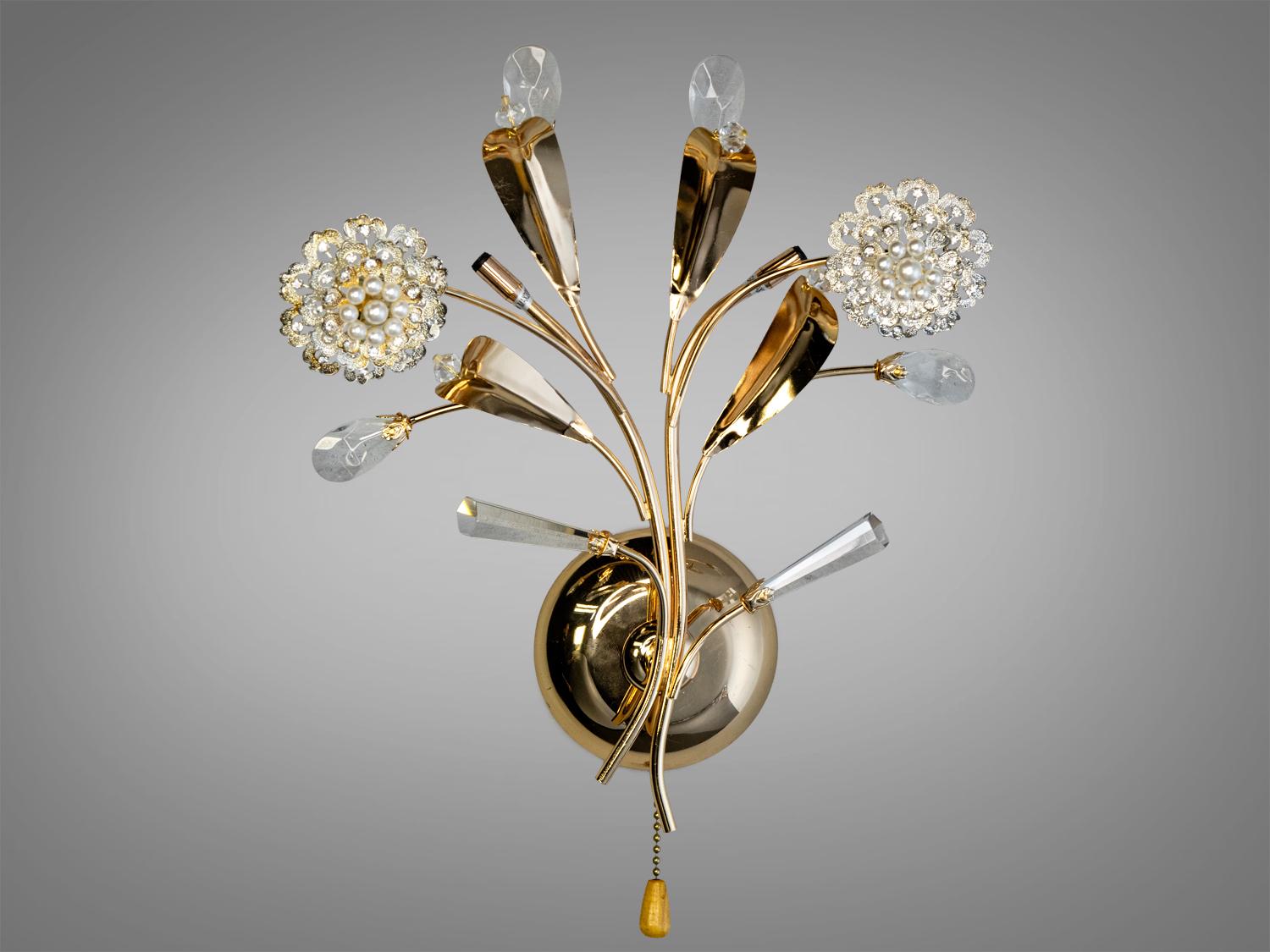 Бра галогенне Квіткові мотиви Золотий/Білий (9466/2GW)