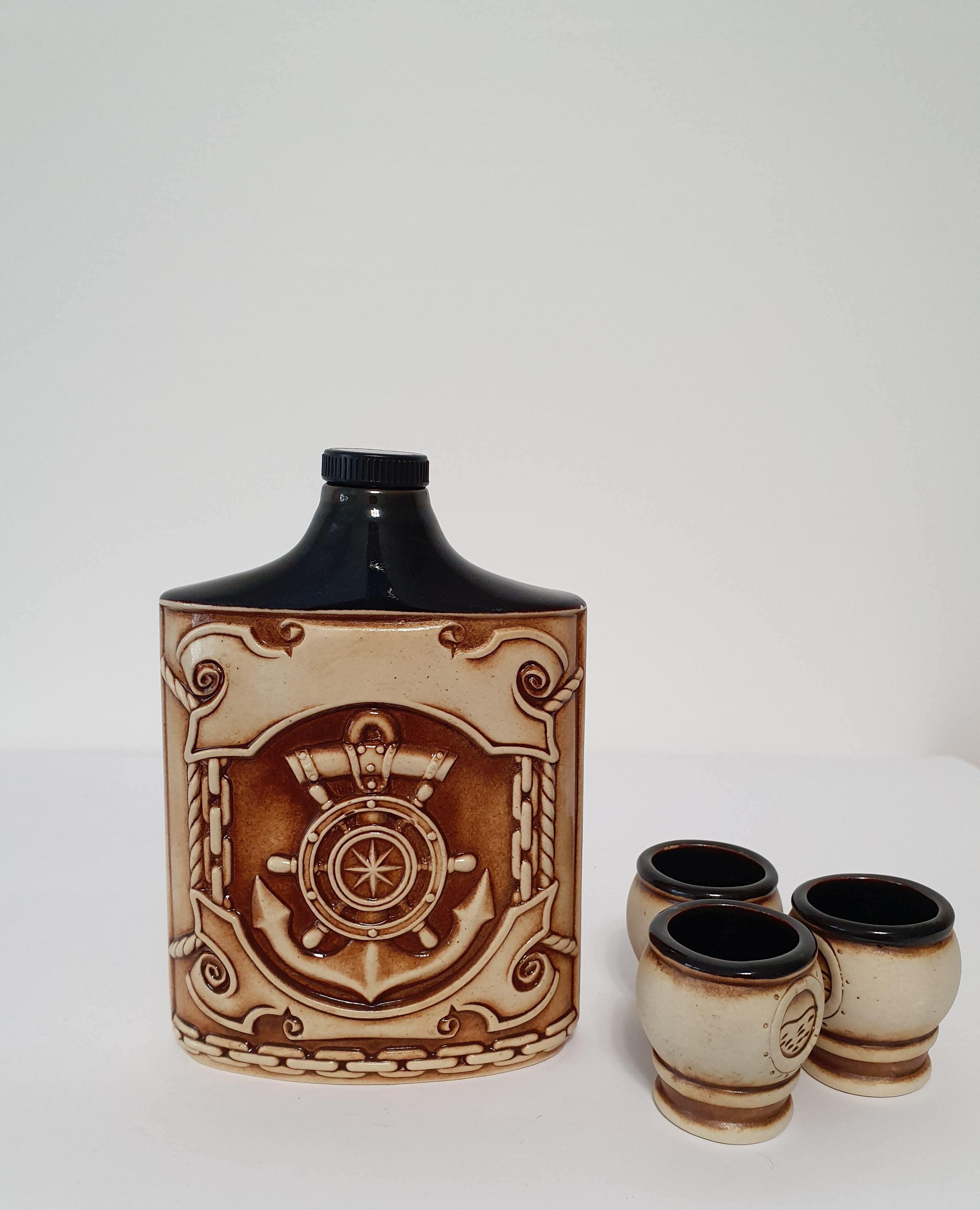 Подарочный набор для алкоголя штоф с рюмками Моряк керамика (3255)