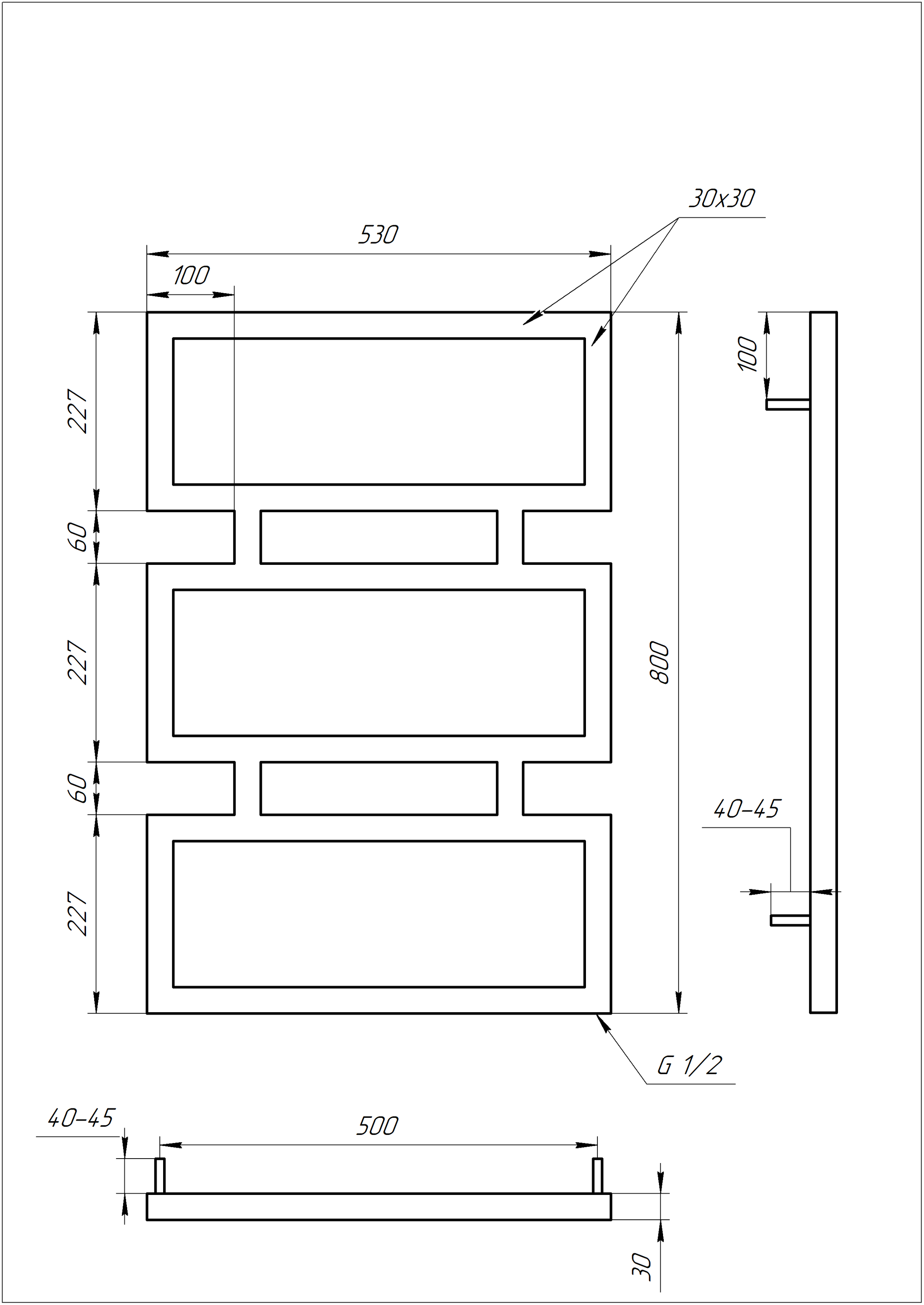 Полотенцесушитель водяной Genesis Aqua Quattro 120x53 см Черный (2210) - фото 2