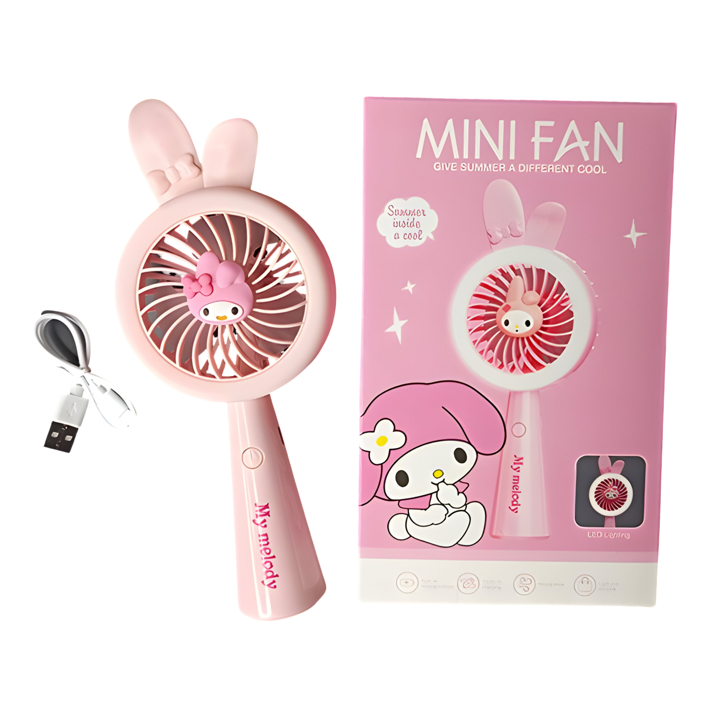 Вентилятор-USB детский портативный Melody Розовый (677-79)