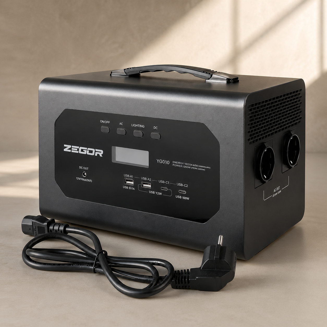 Зарядная станция Zegor YC600 LiFePO4 600 Вт 1200 Вт 655,36 Вт/ч металлический корпус Черный Зарядная станция Zegor YC600 LiFePO4 600 Вт 1200 Вт 655,36 Вт/ч металлический корпус Черный