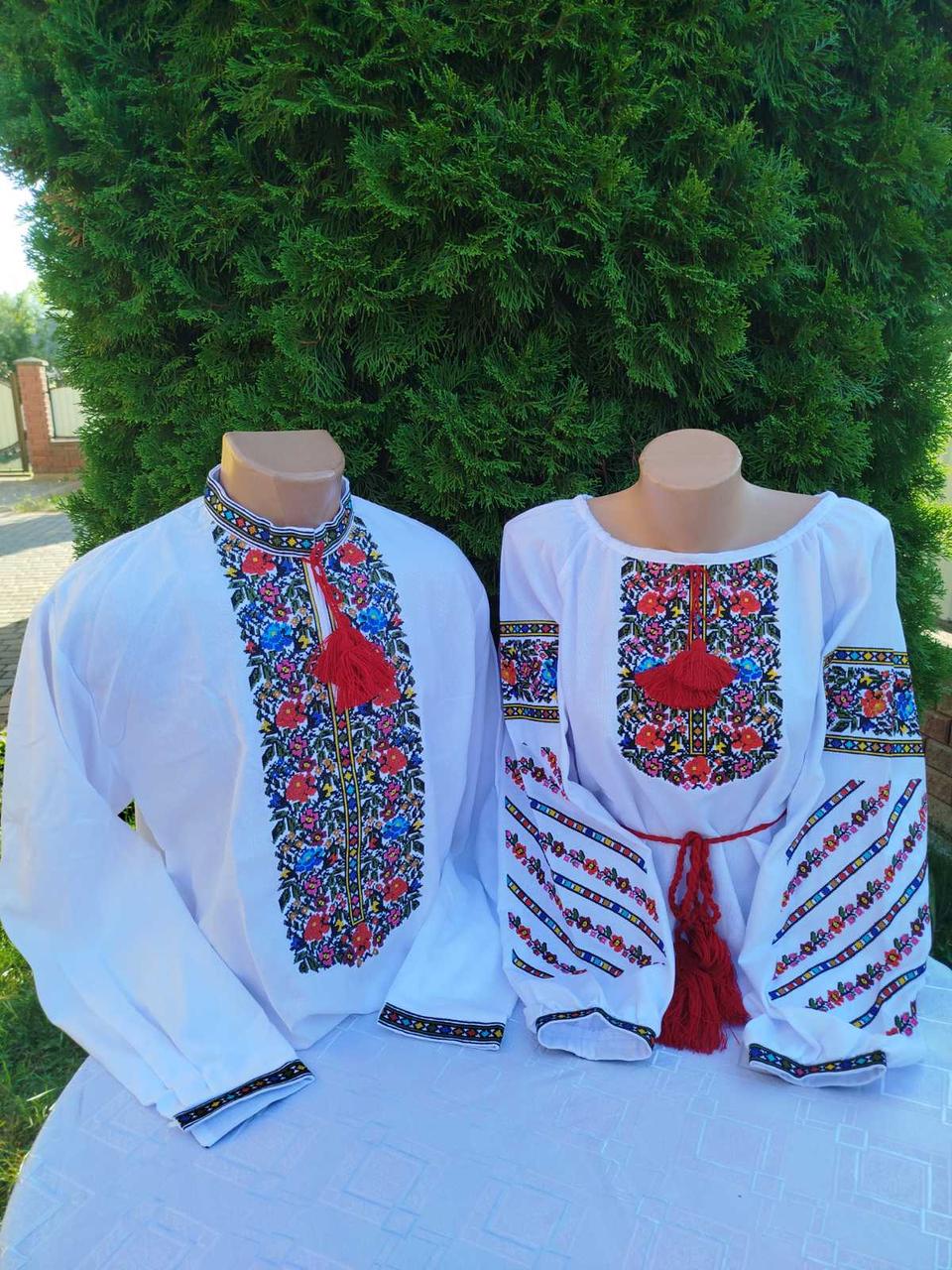 Вишиті сорочки для пари з квітковим орнаментом Борщівка р. 42 (29377876)