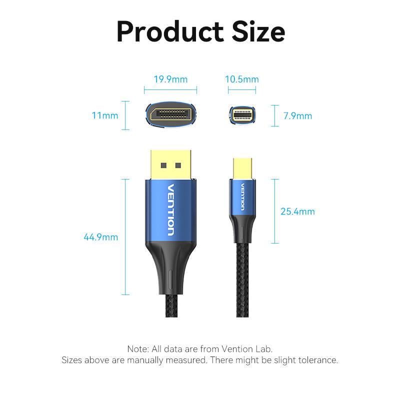 Кабель двонаправлений Vention mini DisplayPort-DisplayPort 1.4 8K 60Hz 4K 144Hz 2K 240Hz 32.4 Гбіт/с DP 2 м Чорний (HCFLH) - фото 9 Кабель двонаправлений Vention mini DisplayPort-DisplayPort 1.4 8K 60Hz 4K 144Hz 2K 240Hz 32.4 Гбіт/с DP 2 м Чорний (HCFLH) - фото 9