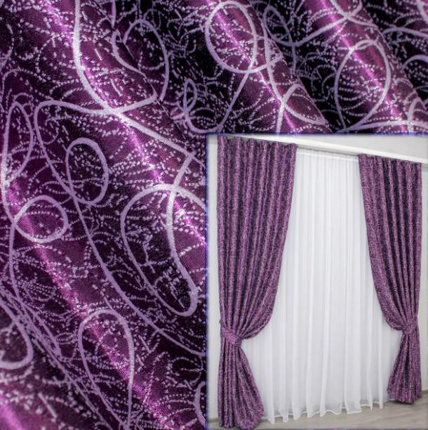 Комплект штор Жаклин двухсторонний блекаут 1,5х2,7 м 2 шт. Фиолетовый (645ш) - фото 4